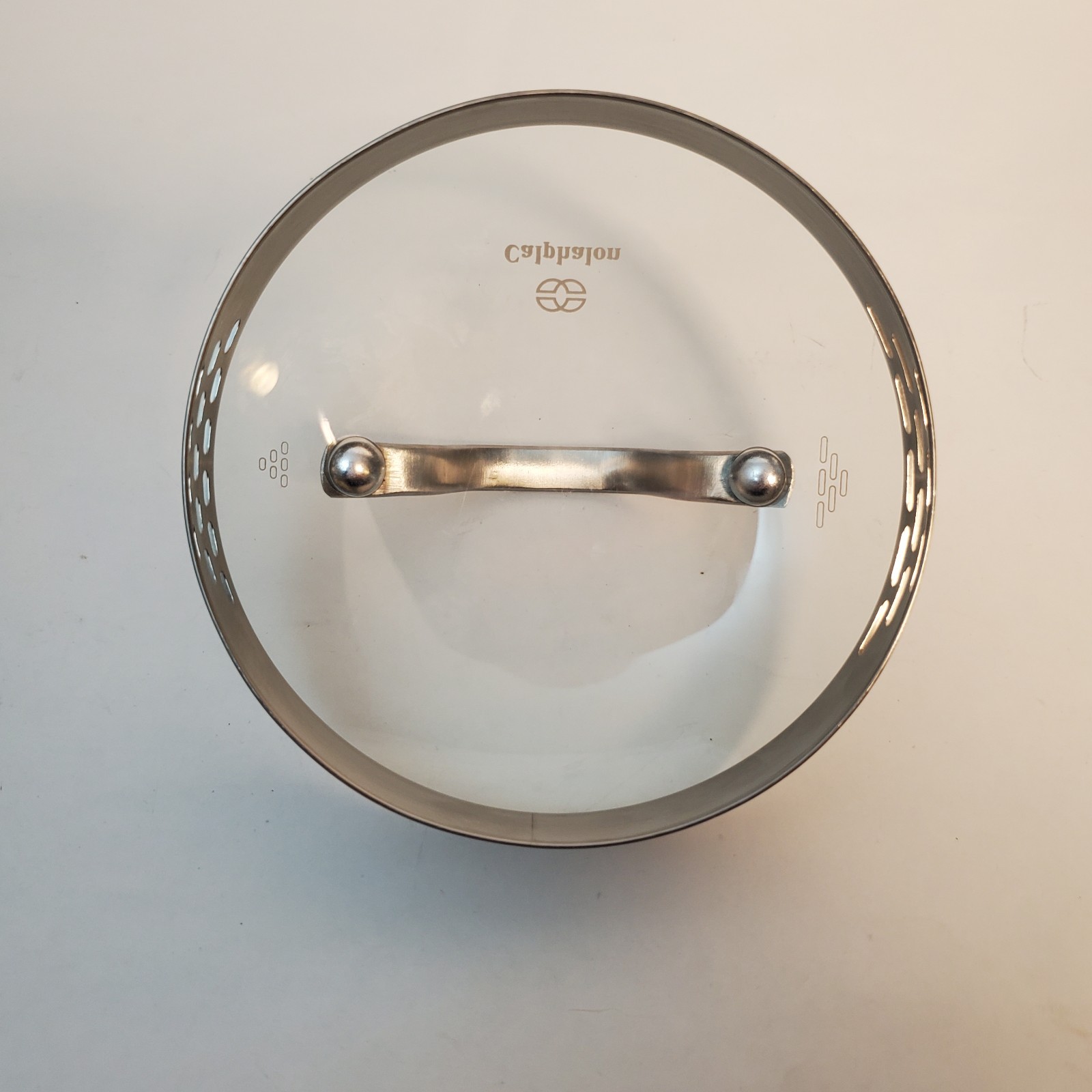 Calphalon Tempered Glass Replacement Lid Only 2 Strainers Measures 5 1/4″ Inside