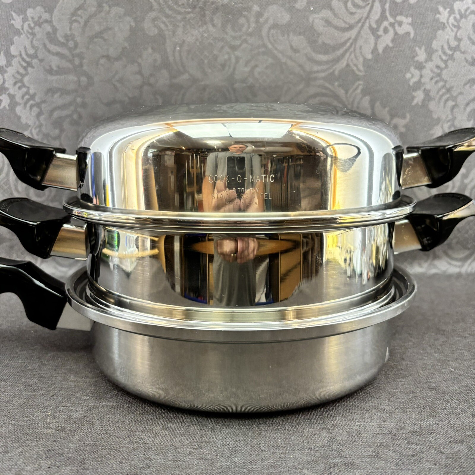 COOK-O-MATIC Tri Ply Stainless Steel 11” Sauce Fry Pan Steamer Domed Lid USA
