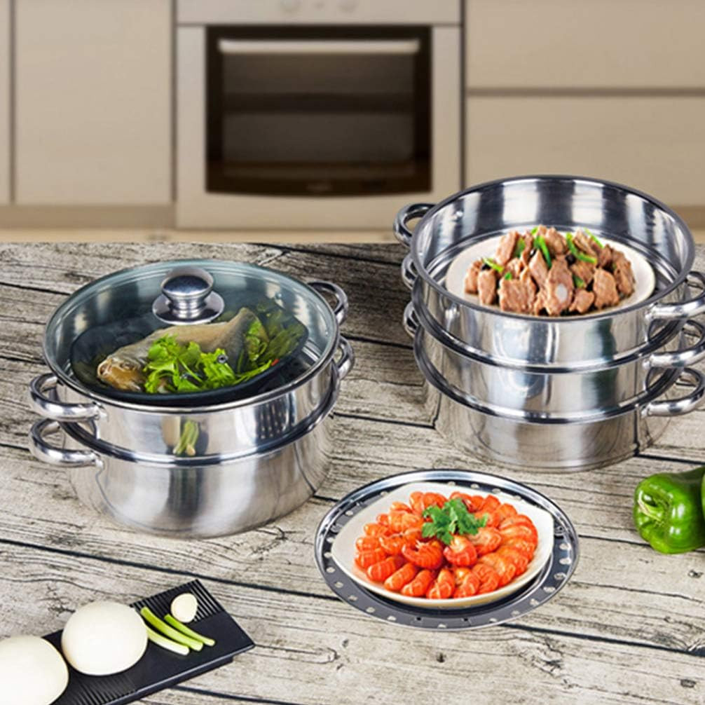 28cm 5-Tier Stainless Steel Steamer Pot Set with Lid for Healthy Cooking