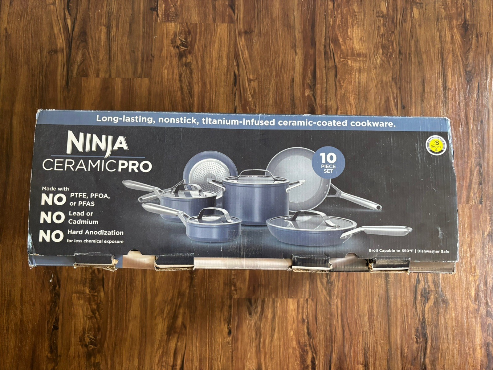 Ninja 10pc NeverStick Ceramic Pro Cookware Set. Blue! New!