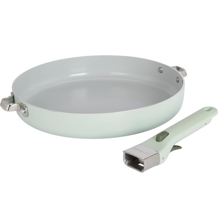 GoodCook 12″ Frypan Removable Handle Ceramic Nonstick Cookware Sage Green