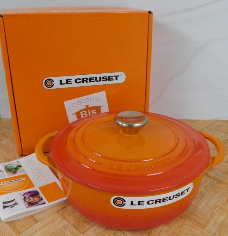 Le Creuset Cast Iron 2.75 Quart Shallow Round Dutch Oven, Flame – New