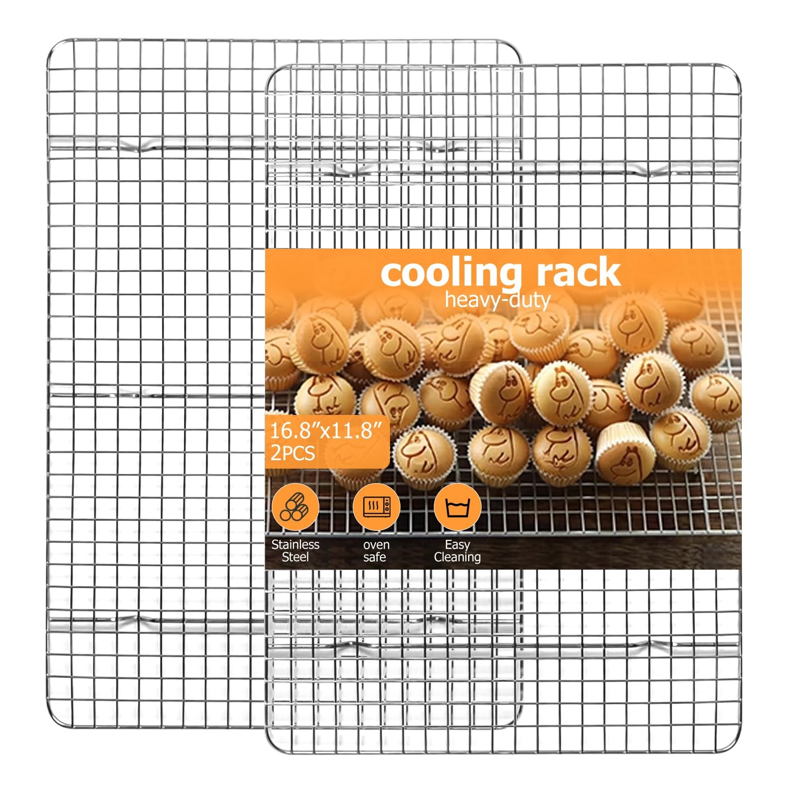 2-Pack Cooling Rack – 11.5″x16.5″ Stainless Steel Baking Racks, Oven/Dishwash…
