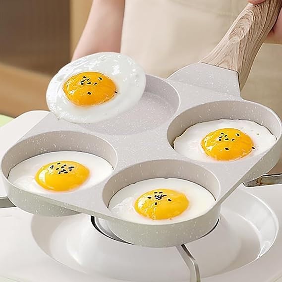 1 PC 4Cup 7.3 Inch Nonstick Egg Frying Pan Gas Induction Skillet White