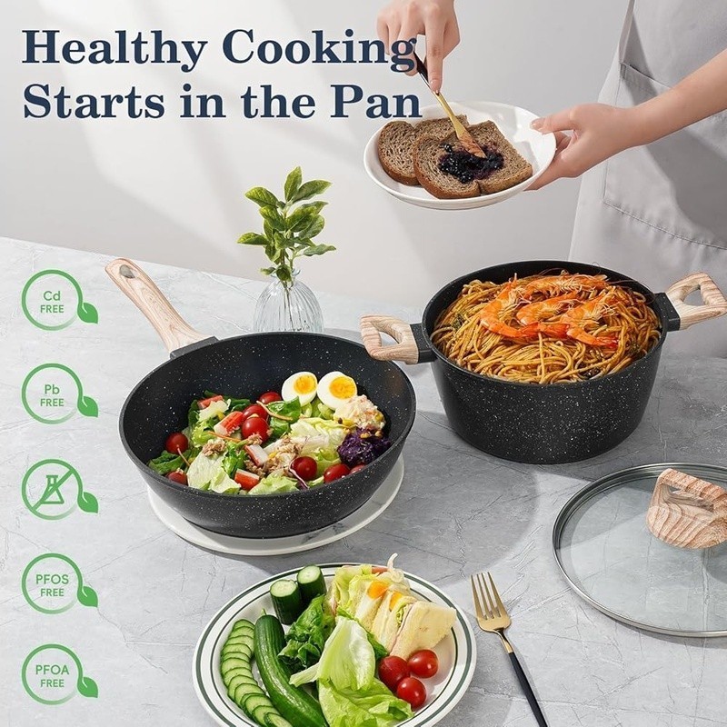 Nonstick Cookware Set 12 Pieces Frying Saute Casserole Pots Pans Cookware New