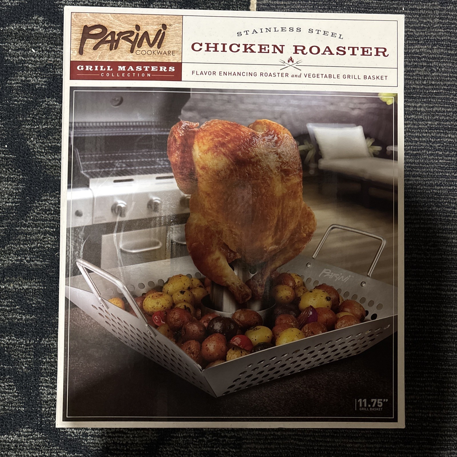 ⭐Parini Cookware Stainless Steel Chicken Roaster Grill Basket 11.75″ New Sealed