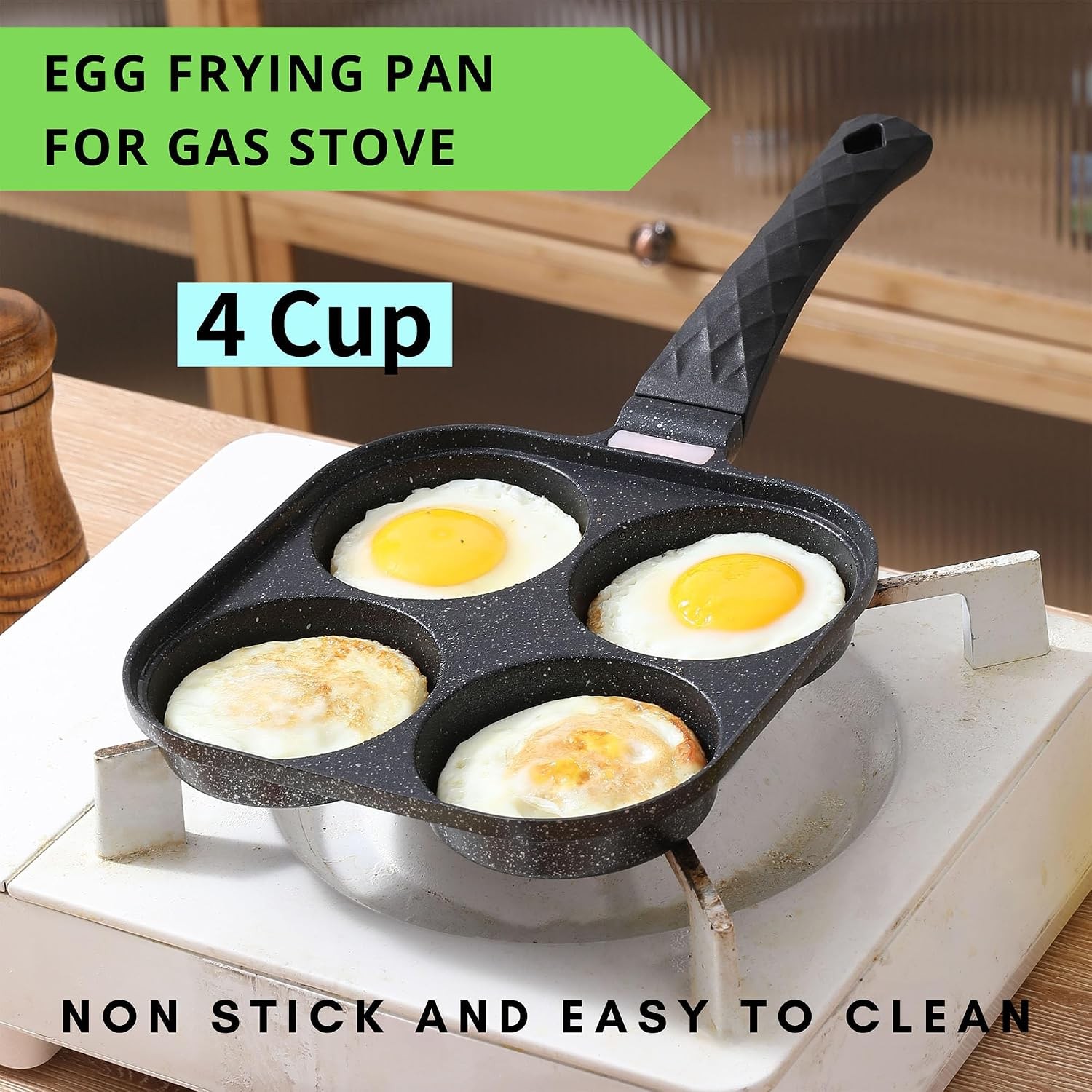 4 Egg Frying Pan Gas and Induction Breakfast Omelette Skillet Non-Stick Fried