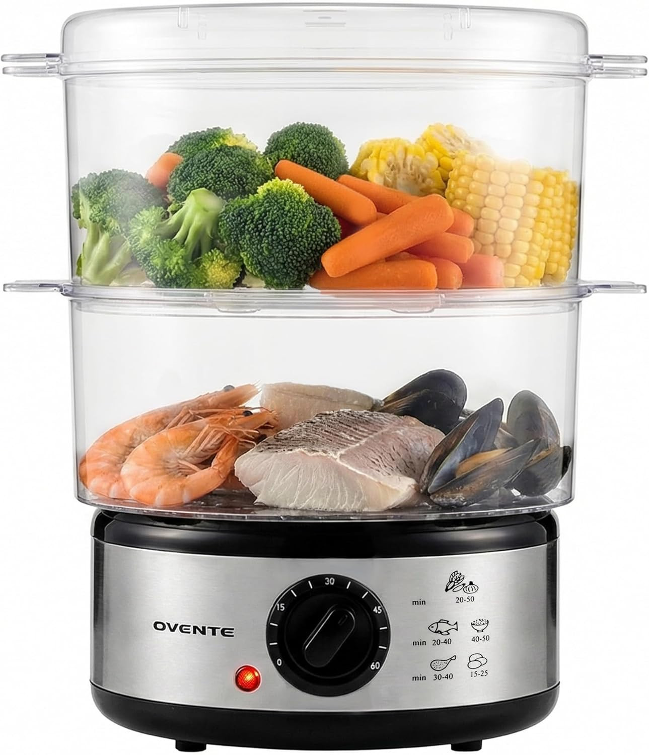 2 Tier Electric Food Steamer Cooker Healthy Vegetable Steaming 5 Quart Stackable