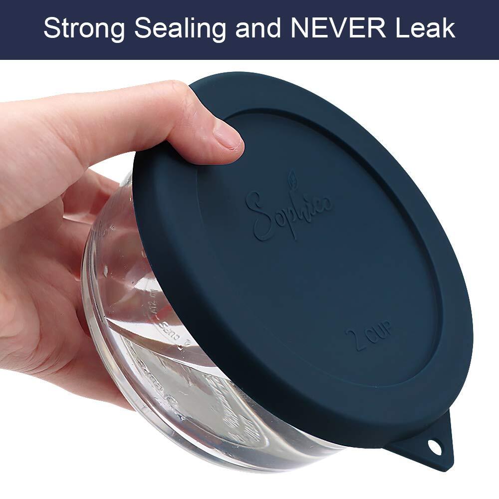 2 Cup Round Silicone Storage Cover Lids Replacement for Anchor Hocking and Pyrex