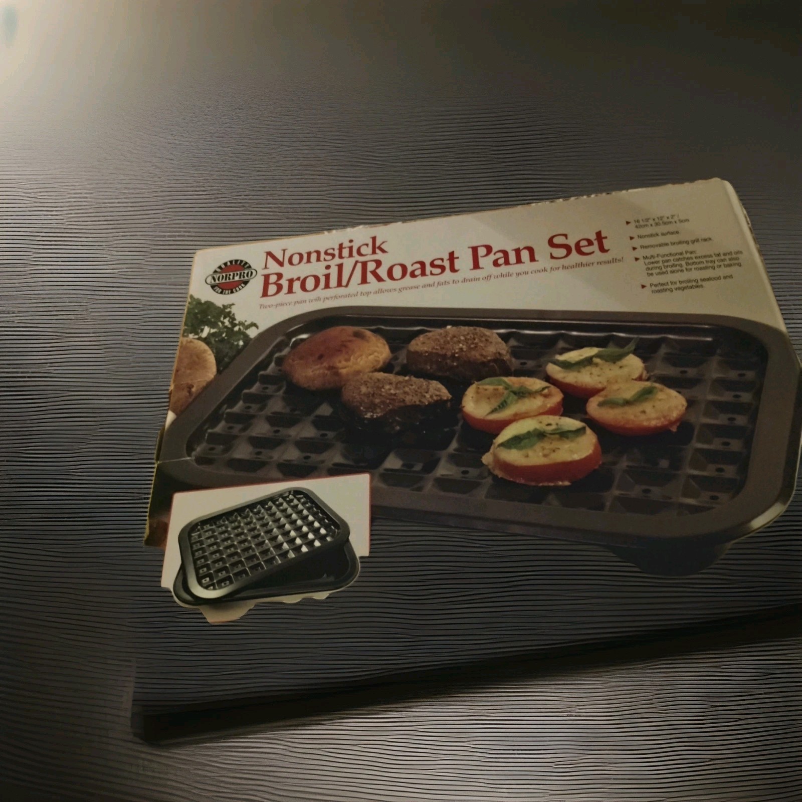 Norpro Broiler/ Roaster Pan Set for Oven – Nonstick Coated 16.5″ x 12″ – NEW