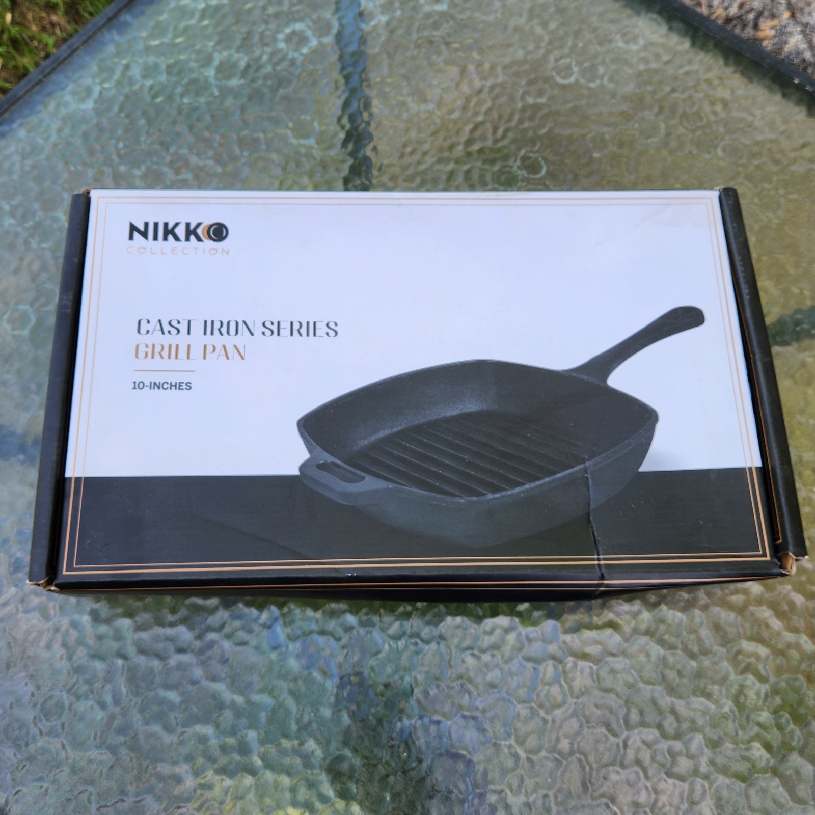 NEW! Nikko Collections 10″ Matte Black Enamel Cast Iron Skillet Grill Fry Pan