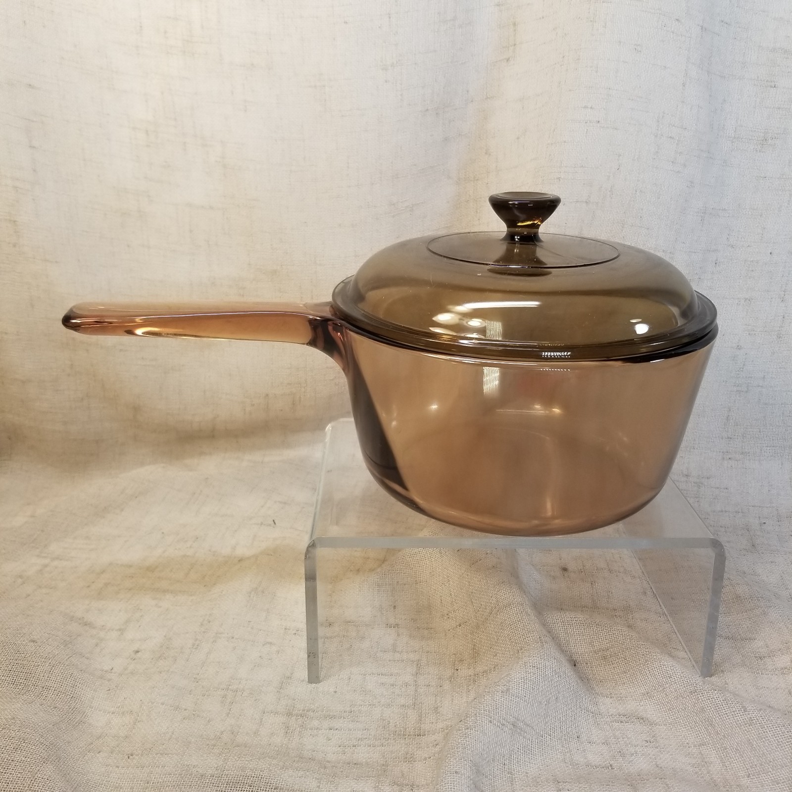 Pyrex Corning Ware Visions Amber Cookware 1.5 L Liter Saucepan Pot Lid Vtg EUC