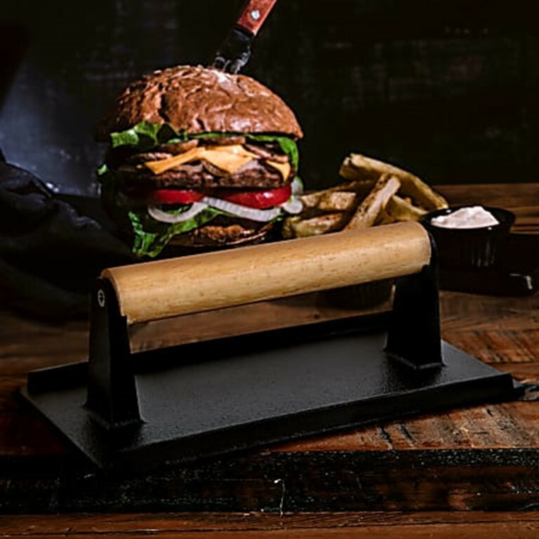 2 lb Cast Iron Steak Weight with Wooden Handle (4 Grill Press) by MyXOHome