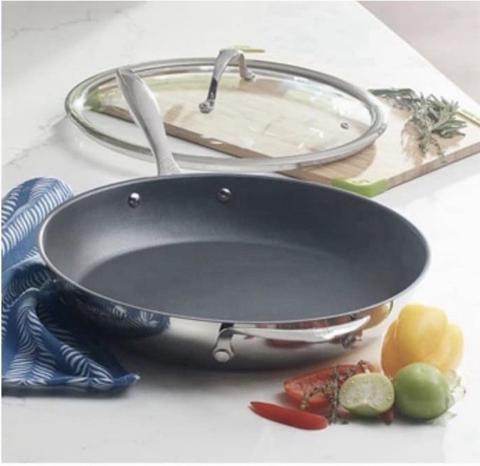 Princess House 12in Nonstick Induction Frying Pan w/ Glass Lid 6823