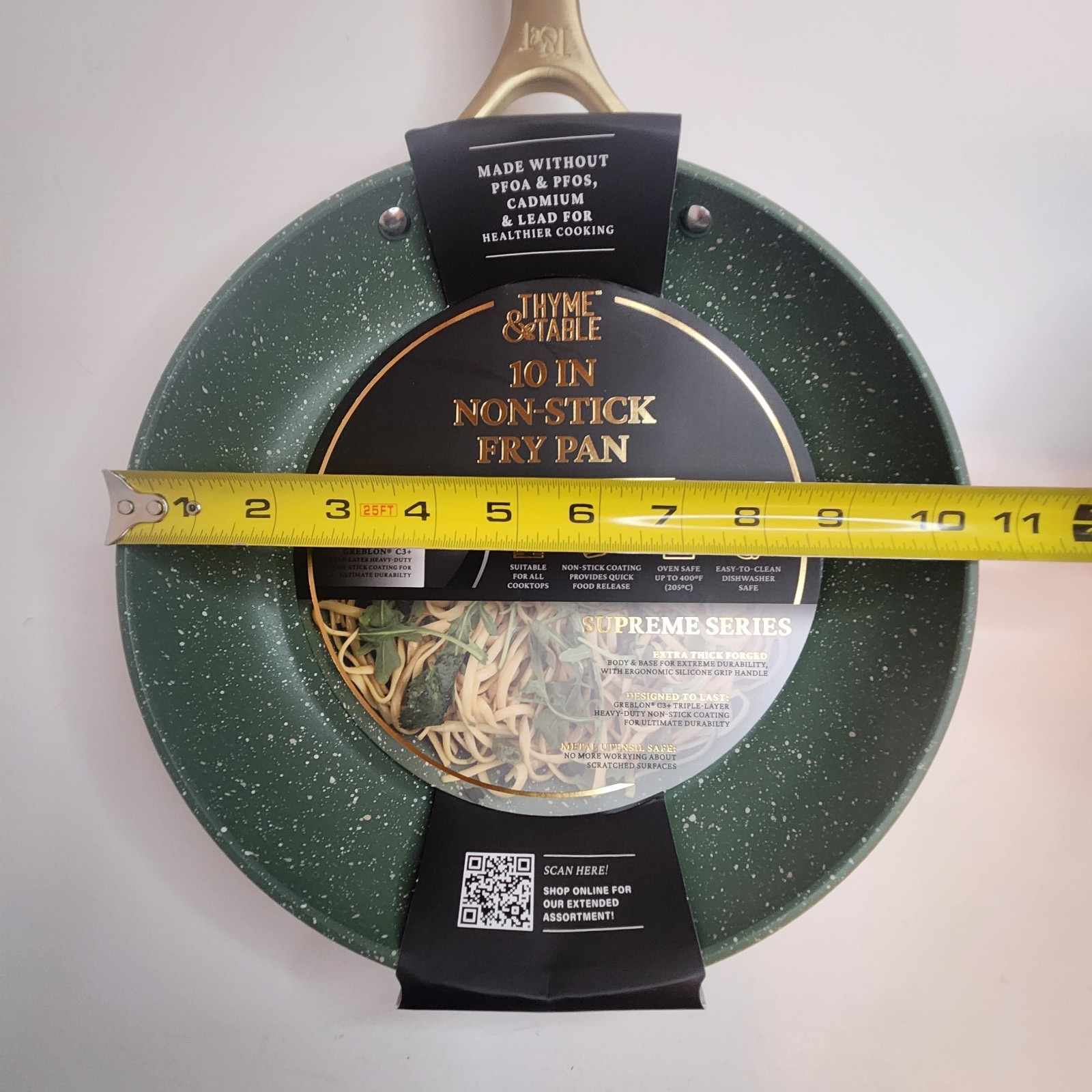 Thyme & Table 10 In Non-Stick Fry Pan Olive Heavy Duty Oven Safe New In Package