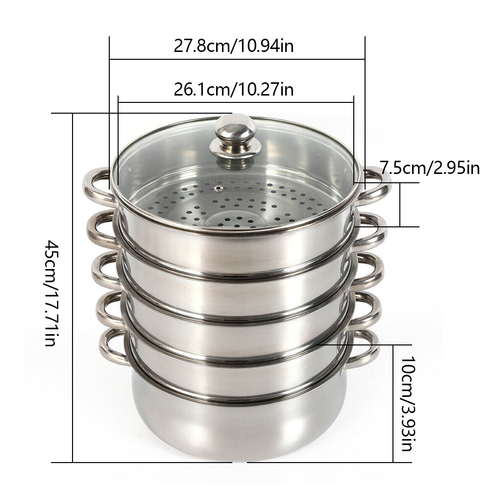 5 Layers 28cm Pot Steamer Multi-Layer Cookware Pot Cookware Stainless Steel Pot