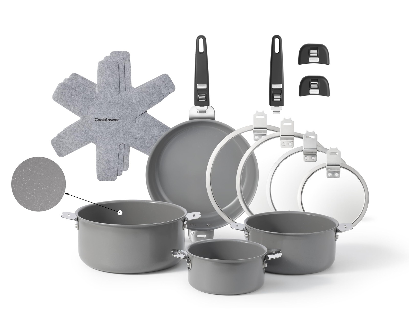 15pcs Pots and Pans Set with Titanium-reinforced Dual Ceramic Nonstick & Non-…