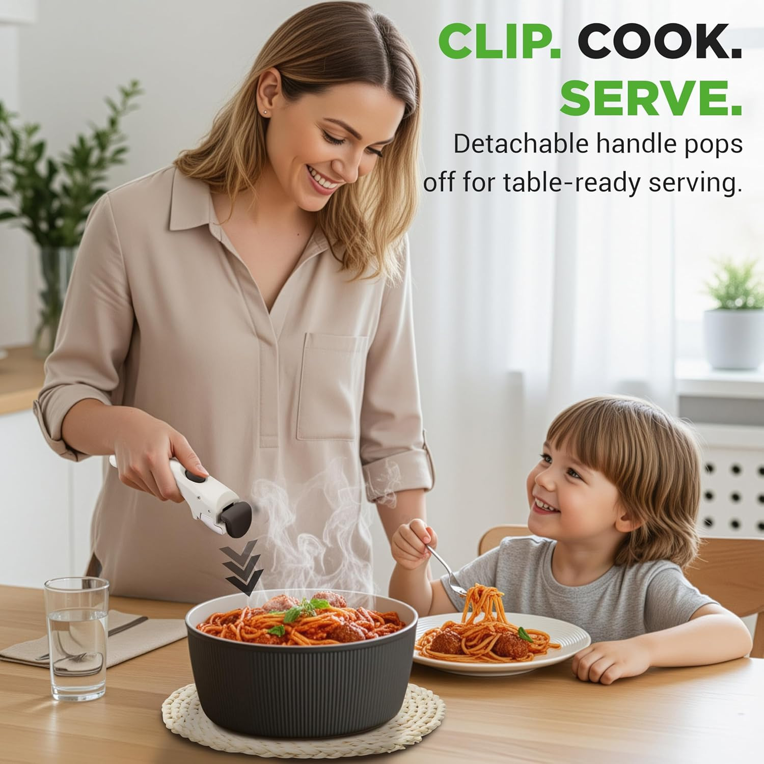 18-Piece Non-Stick Ceramic Cookware Set with Detachable Handles & Utensils