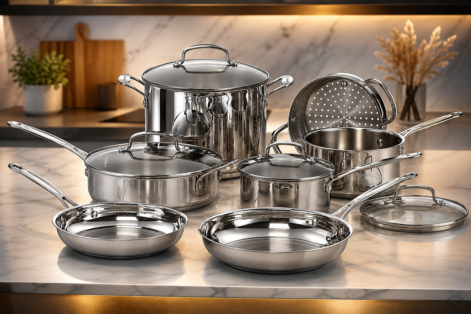 Cuisinart Chef’s Classic 11-Piece Stainless Steel Pots and Pans Set, Cookware