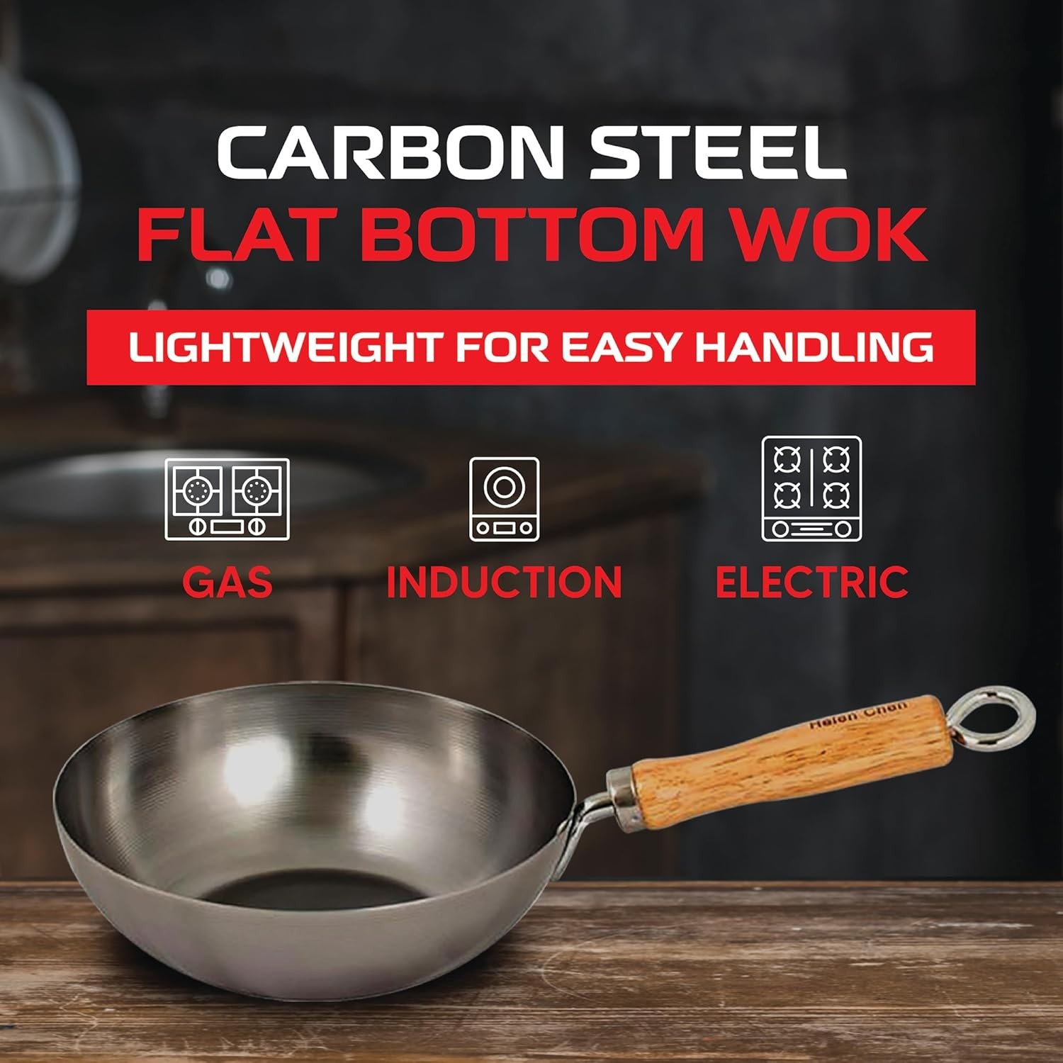 Wok, Carbon Steel, 8-Inch, for Single-Serve or Smaller Portions