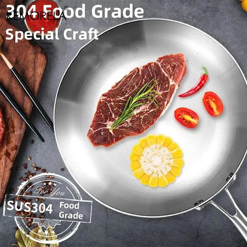 2/3PCS 304 Stainless Steel Frying Pan Set 22-28CM 5-Ply Nonstick Wok for Cooking