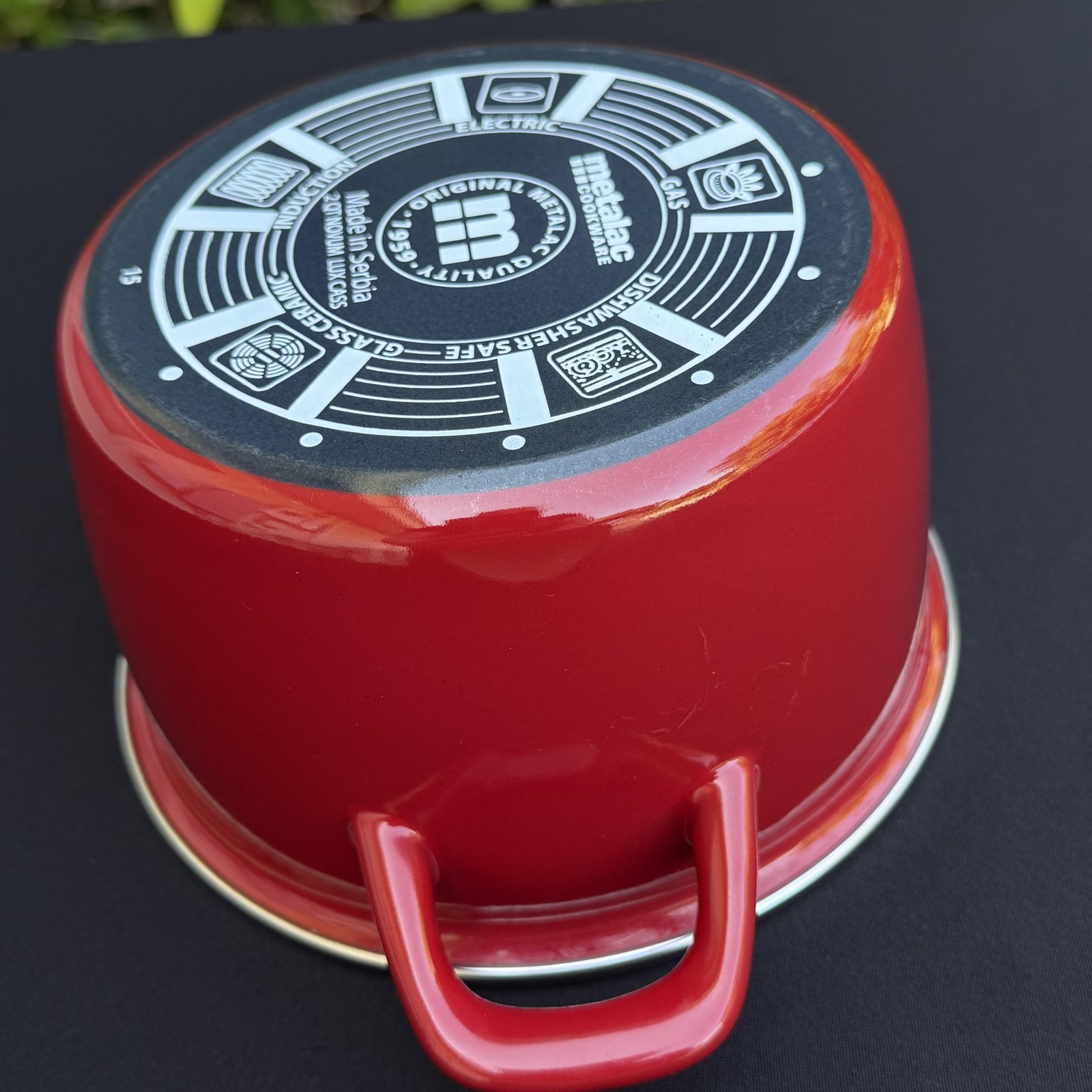 Metalac Cookware Red Enamel Casserole Pot 2 QT Round 7″ W/Lid Made in Serbia