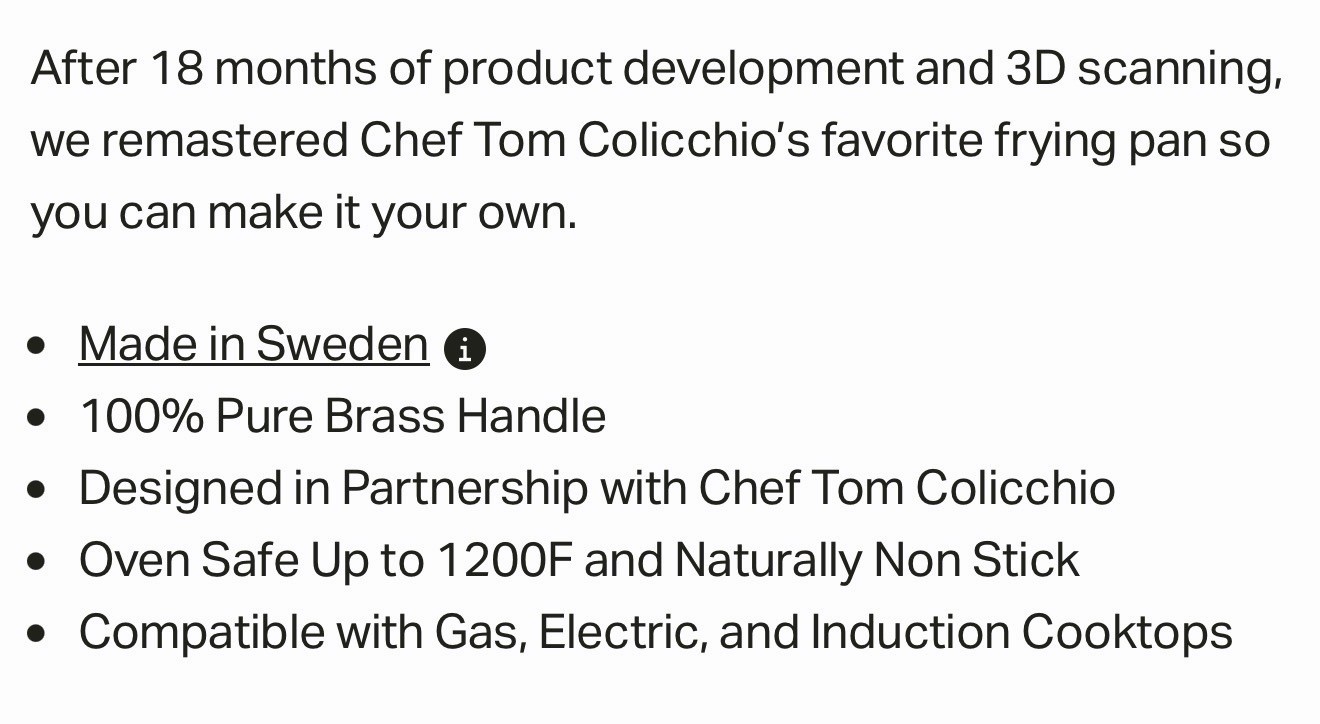 Made In | Tom Colicchio Carbon Steel Non-Stick Frying Pan 9″ | Brass Handle