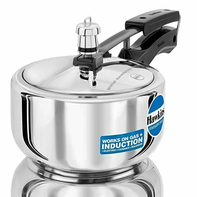 Hawkins Stainless Steel Induction Compatible Pressure Cooker, 2 Litre, Silv 6105