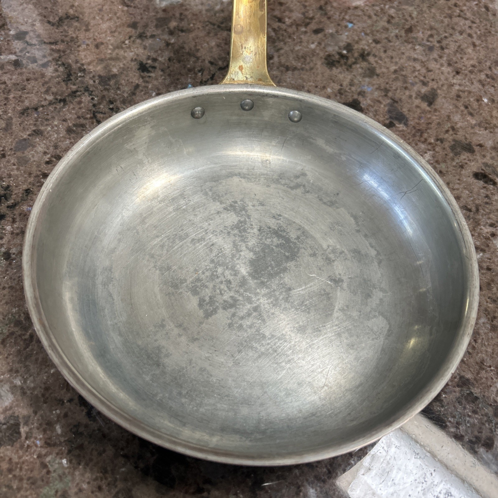 Vintage Tagus Copper Frying Pan Skillet Brass Handle 8.25″ Portugal Cookware