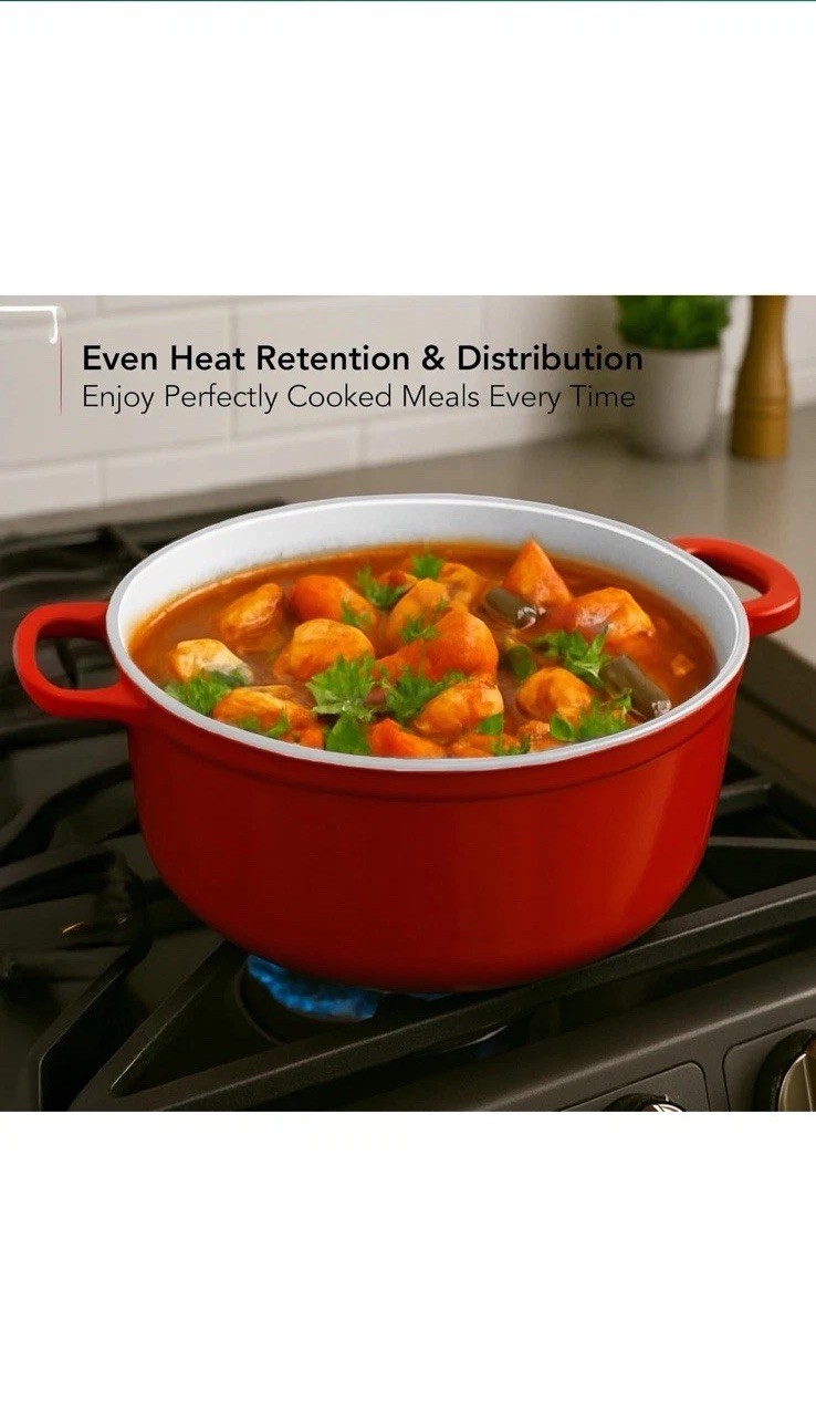 OVENTE Dutch Oven Pot with Lid, 4.6 Quart Aluminum Non-Stick