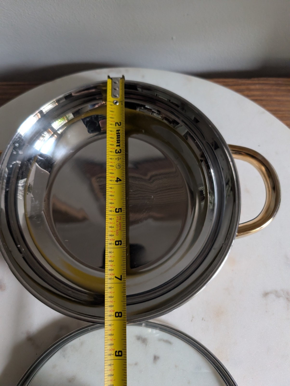Cuisine Cookware 8″ 18/10 Stainless Steel 3-Ply Covered Pot Glass Lid