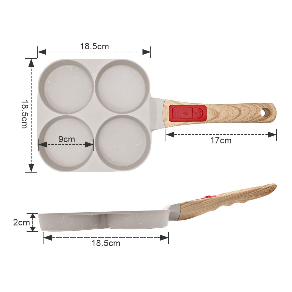 Egg Pan Induction, Non Stick 4 Cup Pancake Pan with Detachable Handle Burger …