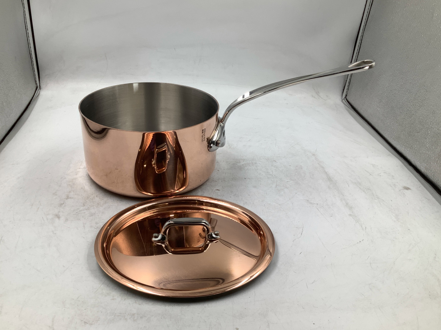 Mauviel M’Heritage 150 S Polished Copper & Stainless Steel Sauce Pan. 1.9 Qt