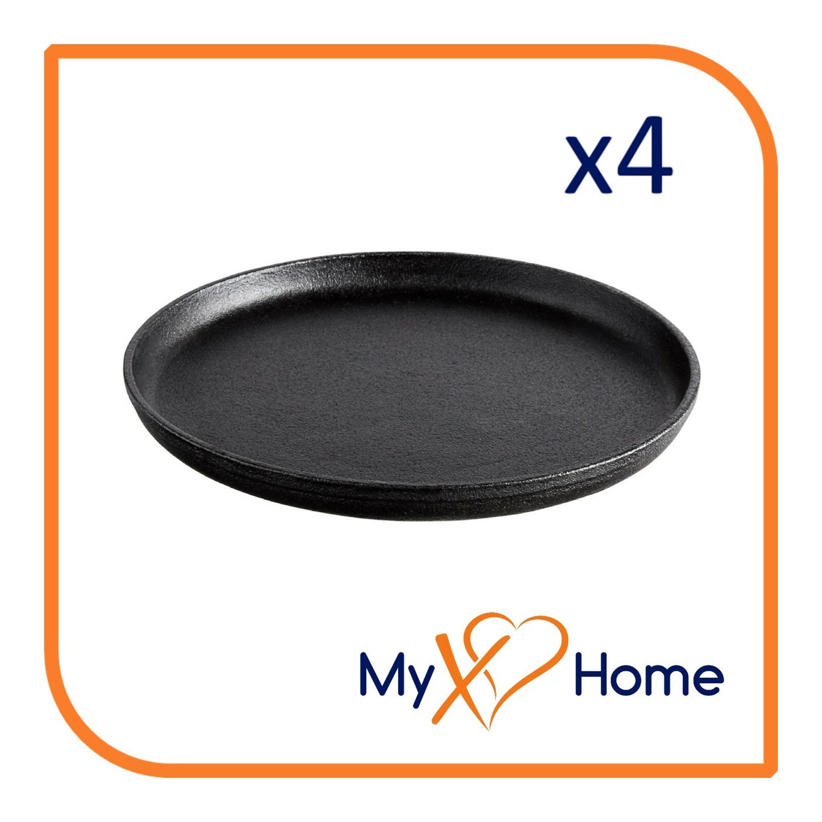 9″ Pre-Seasoned Cast Iron Fajita Skillet (4 Skillets) by MyXOHome