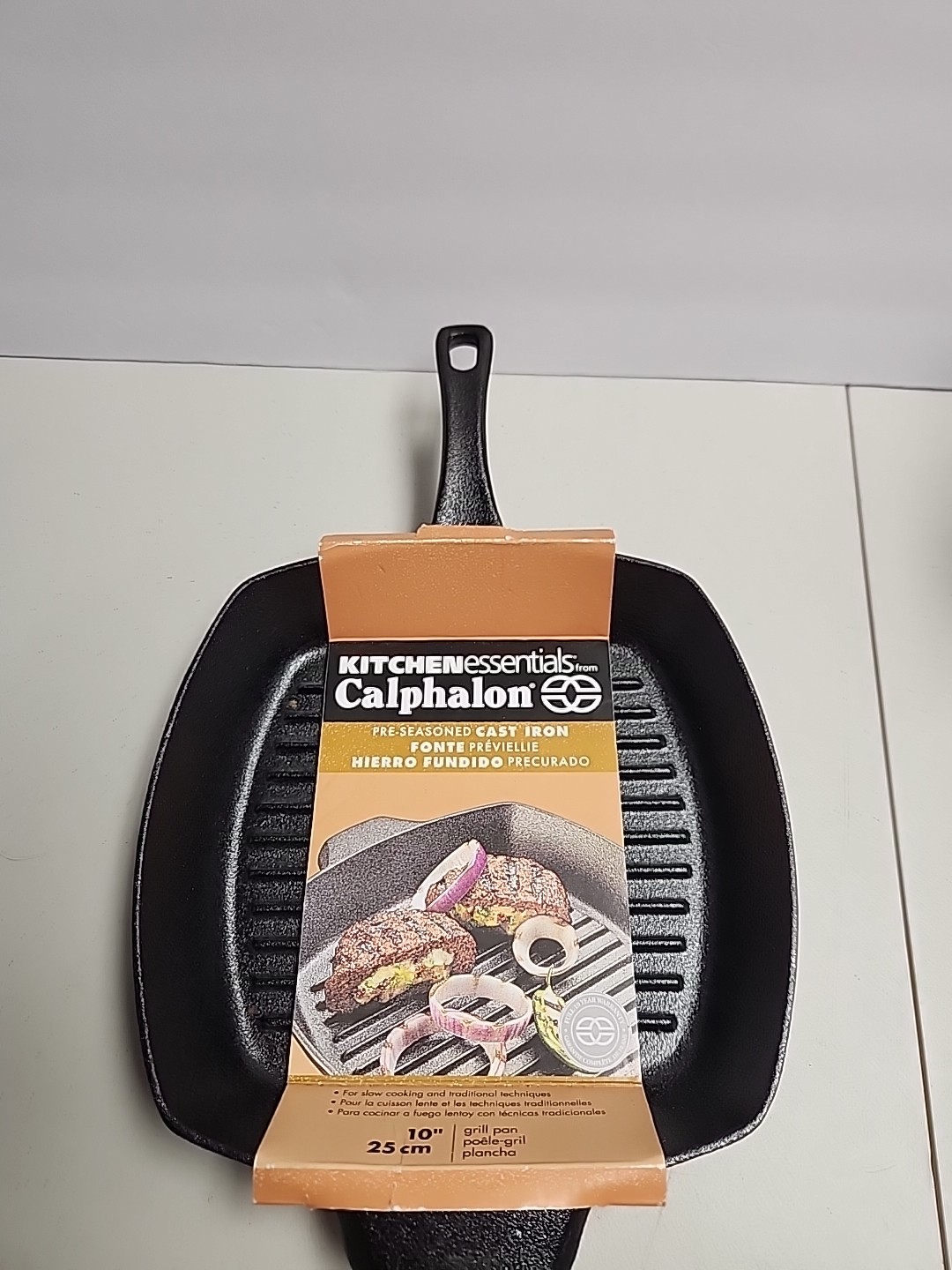 Calphalon Kitchen Essentials 10″ Cast Iron Square Grill Pan Pre-Seasoned NEW