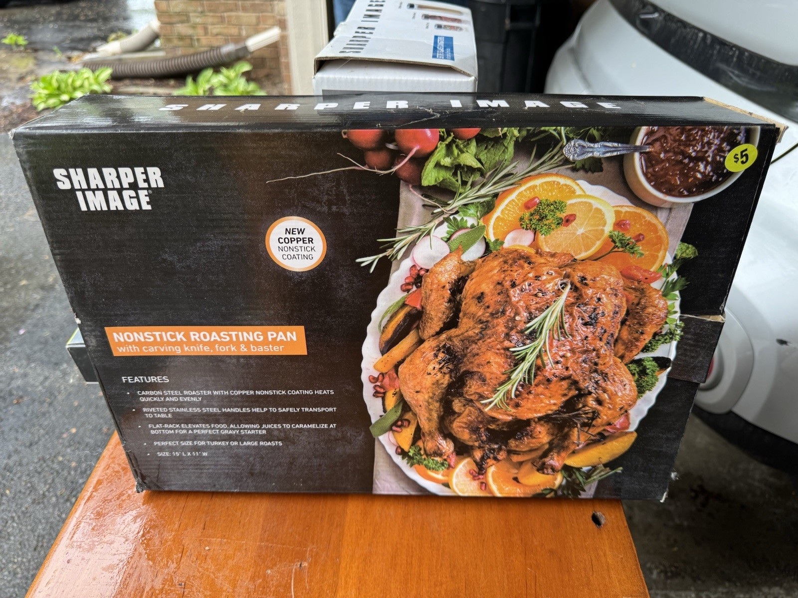 Sharper Image Nonstick Roasting Pan – 15 x 11″ Kit Carving Knife, Fork & Baster
