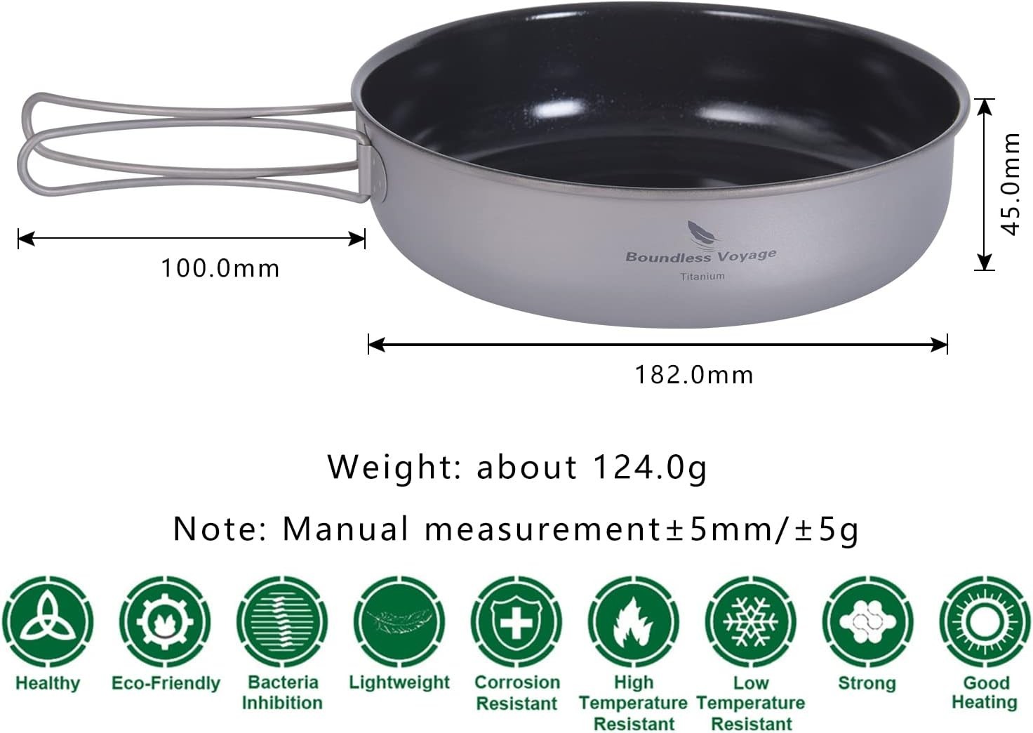 Titanium Non-Stick Frying Pan with Folding Handle Non-Stick Ceramic Coating F…
