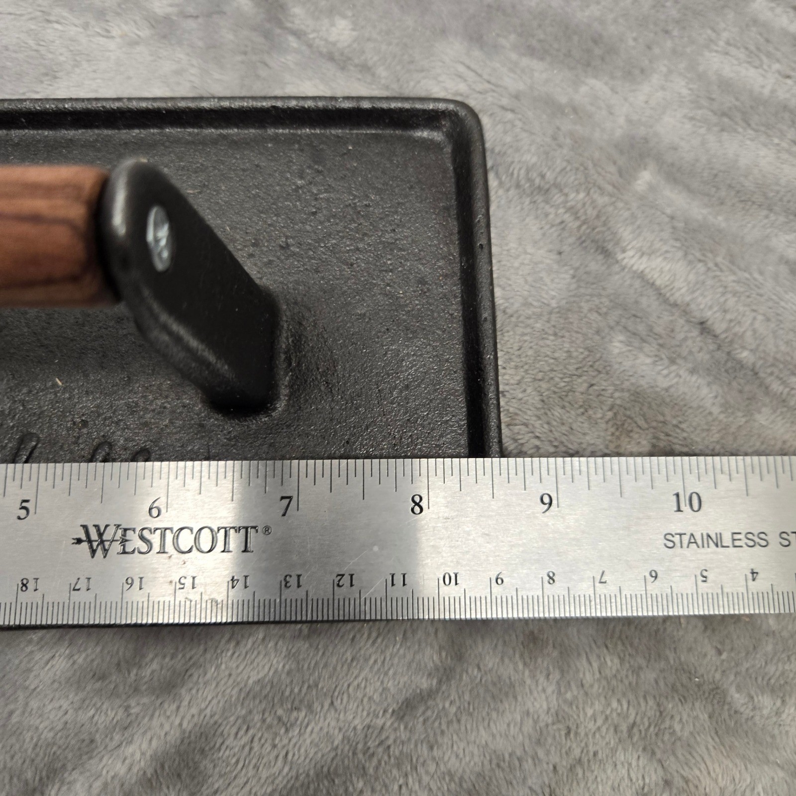 Sur La Table Cast Iron Grill Press with Wood Handle Rectangular Bacon Press