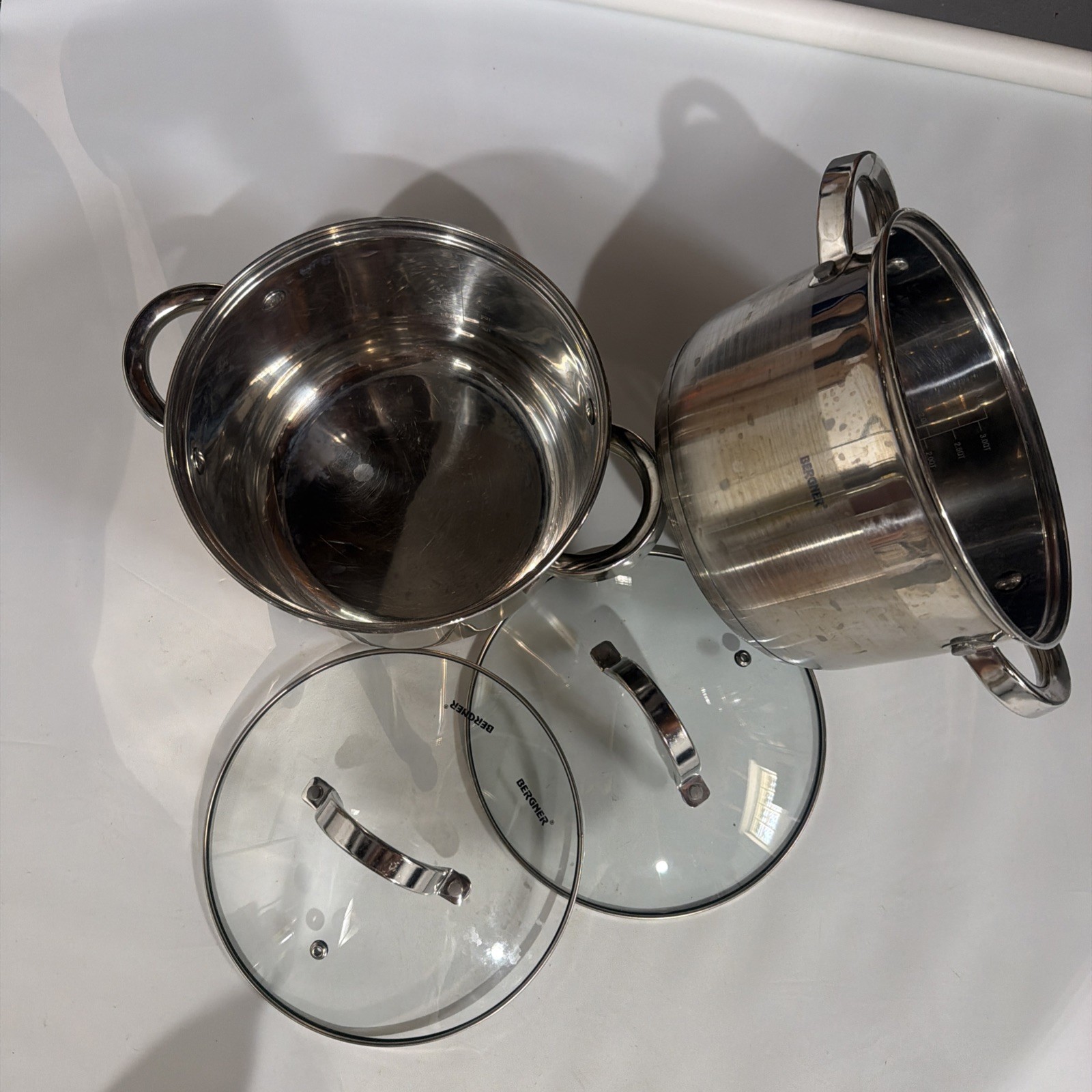 Bergner Stainless Steel Double Handle Pot With Glass Lid set of 2