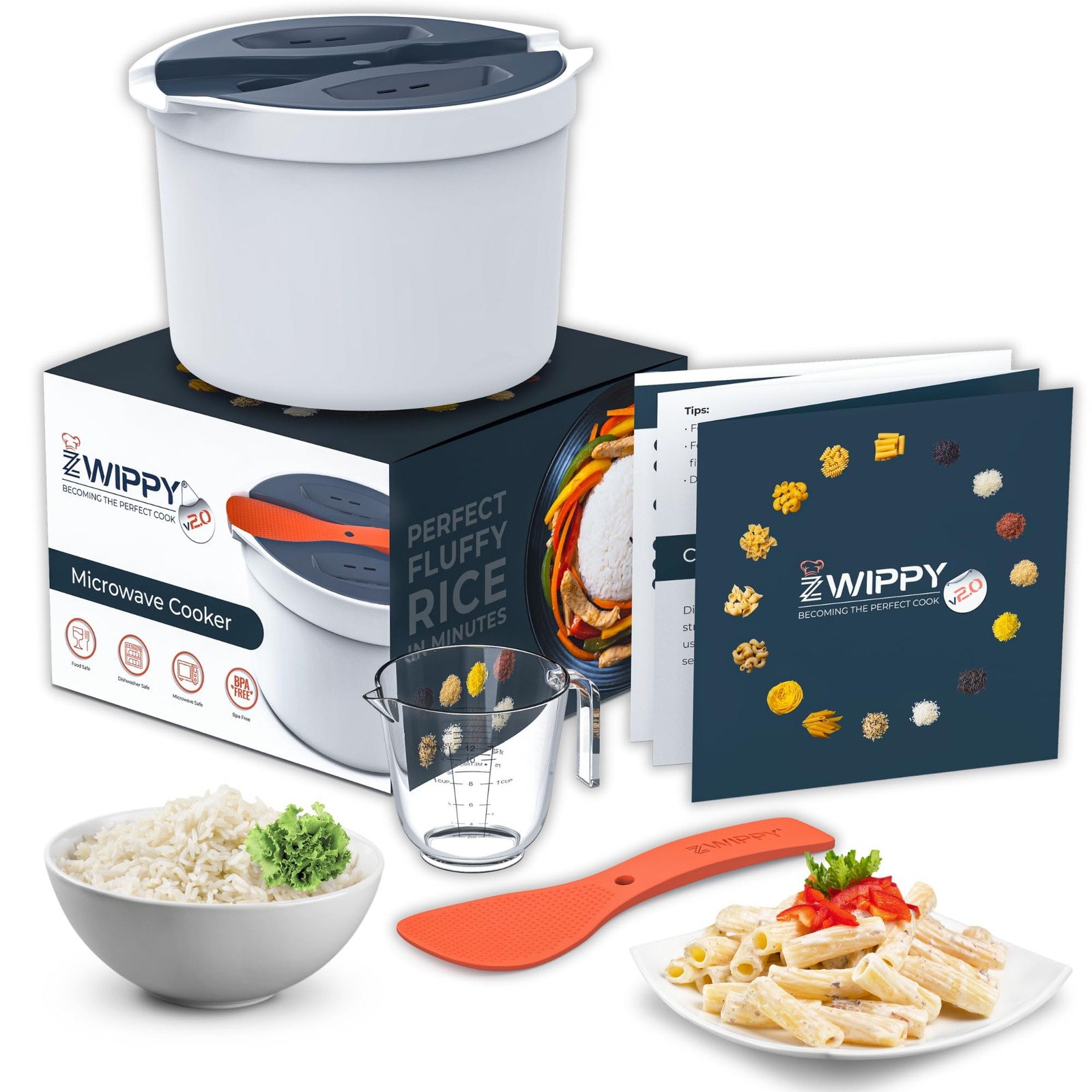Microwave Rice Cooker Steamer and Pasta Cooker with Strainer – Mess-Free Desi…