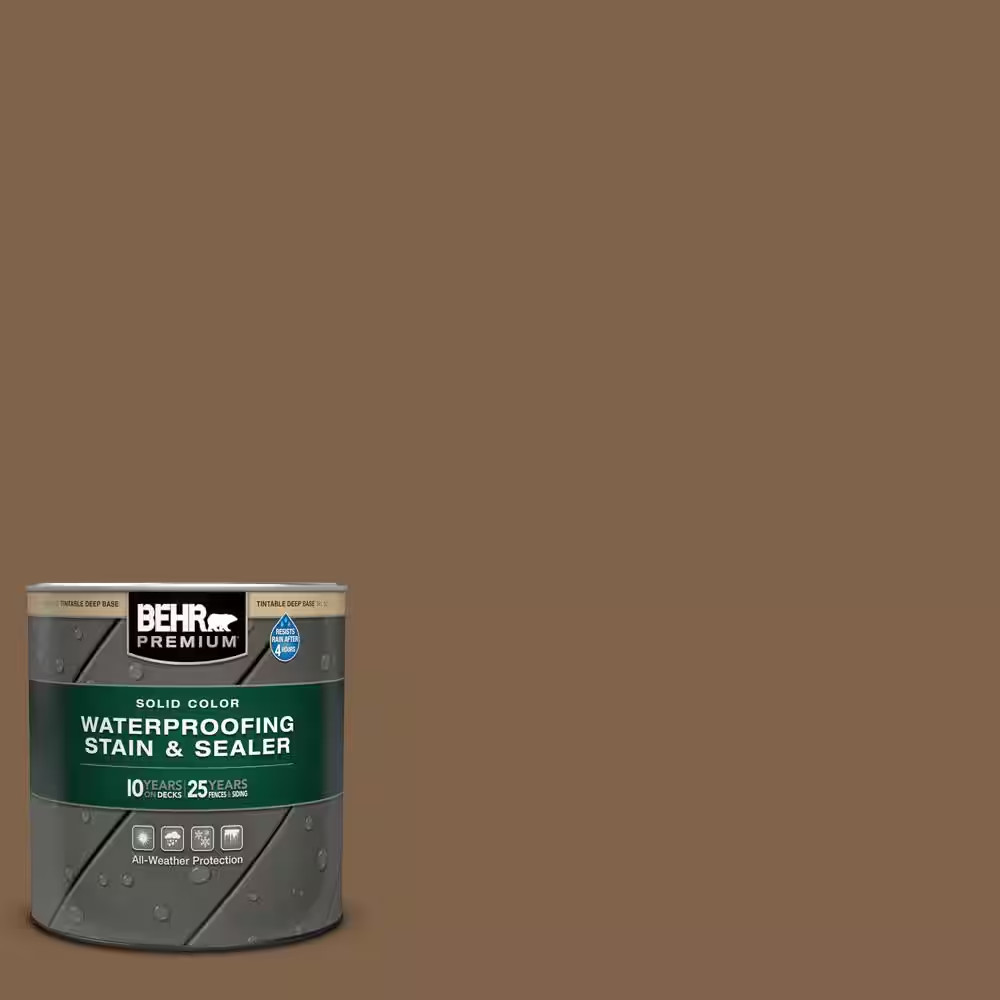 1 Qt. #SC-109 Wrangler Brown Solid Color Waterproofing Exterior Wood Stain and S