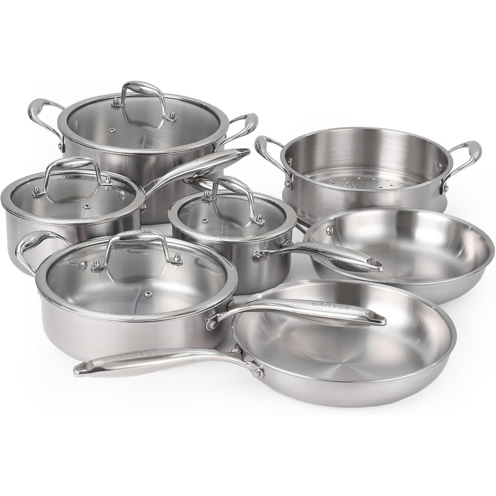 11PCS 3-Ply Stainless Steel Cookware Set with Lids Professional Pots & Pans Set