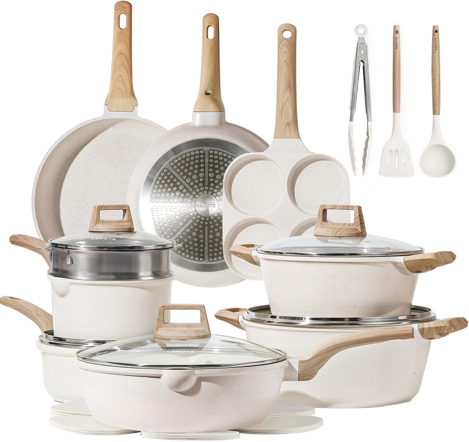 Pots and Pans Set, Nonstick Cookware Sets, 21pcs Induction Cookware Kitchen S…