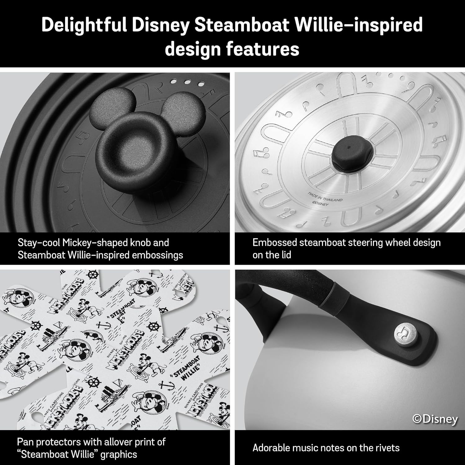 Disney 100 Meyer 4-Piece Limited Edition Nonstick Cookware Set Steamboat Willie