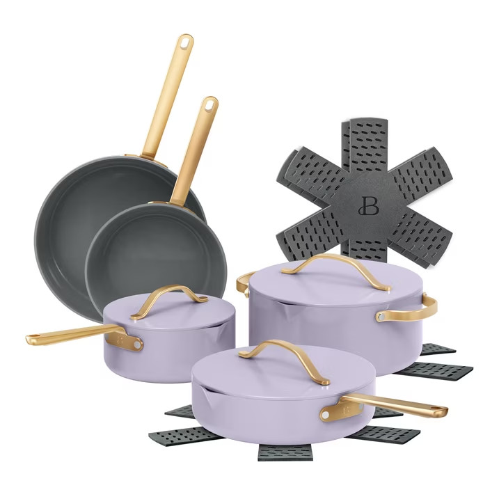 Beautiful 12-Piece Evergood Non-Toxic Ceramic Nonstick Coating Cookware Set