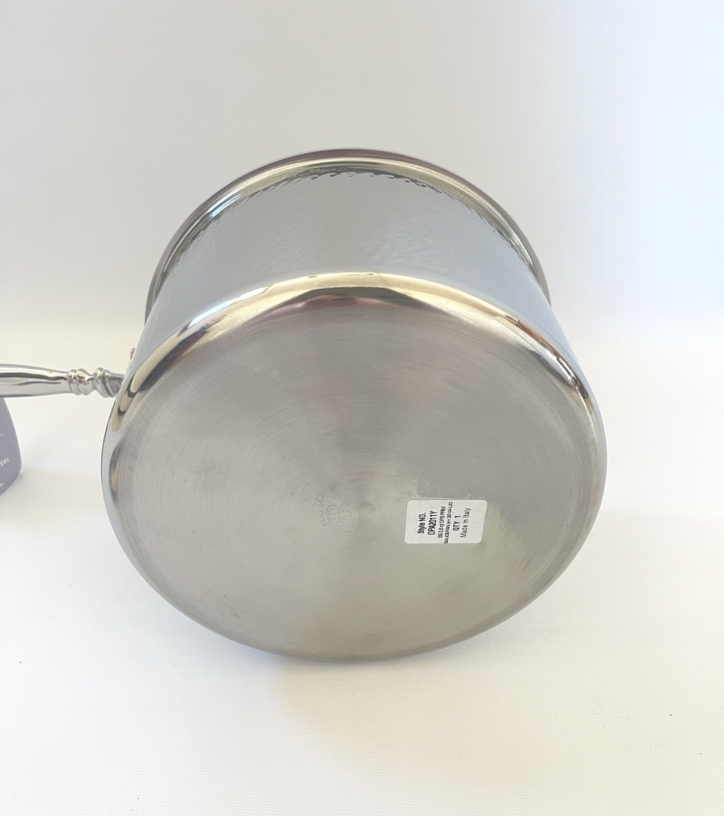 Ruffoni Opus Prima Hammered SS 3.5Qt/ 20 Cm Saucepan W/Garlic Knob Lid OPA2011Y