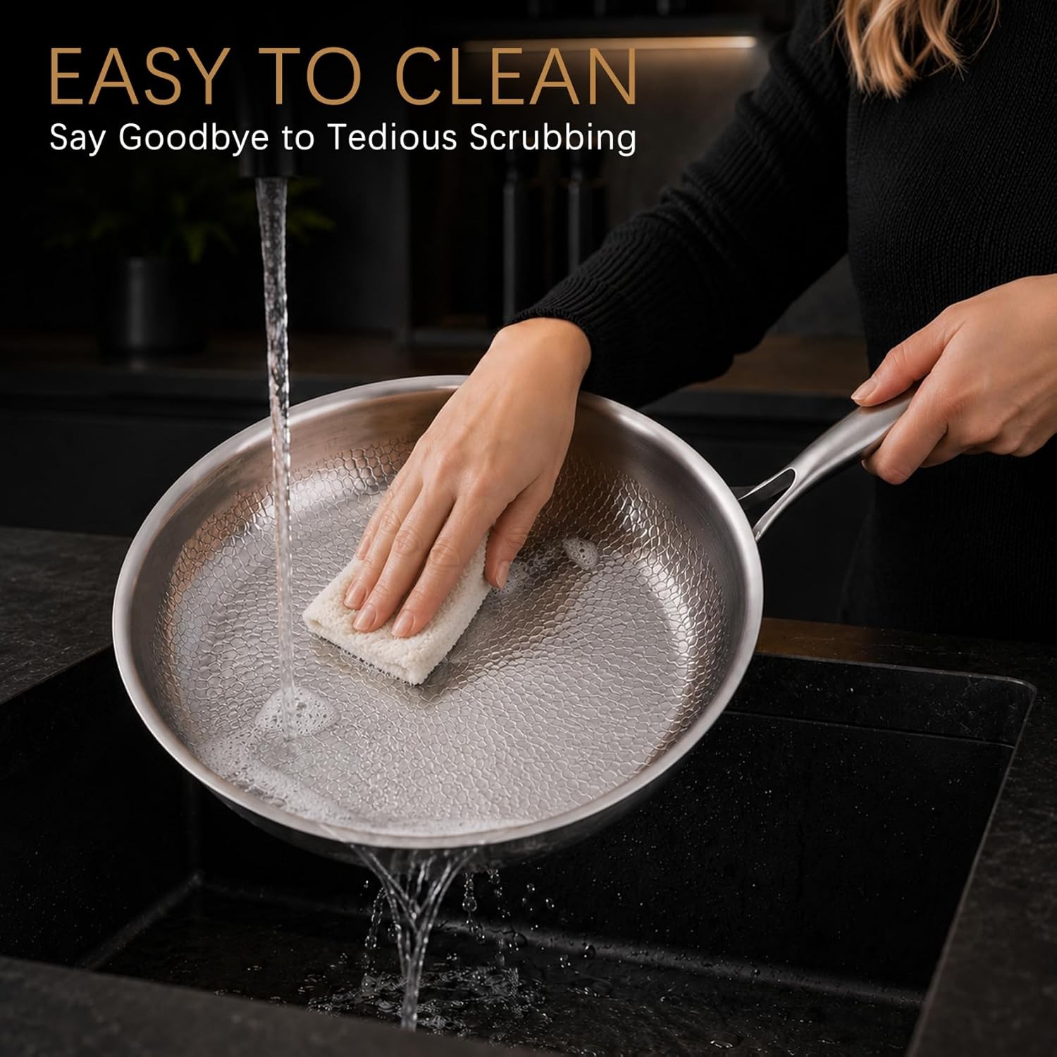 NEW Titanium Hammered Nonstick Fry Pan Ultra Durable Scratch Resistant Cookware