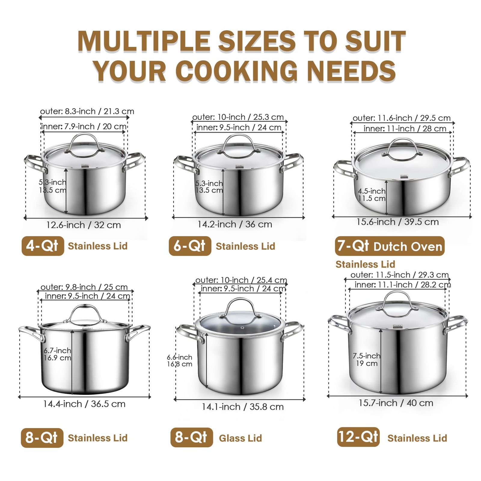 Cooks Standard Multi-Ply Clad 8 Quart Stock Pot Stainless Steel Soup Pot