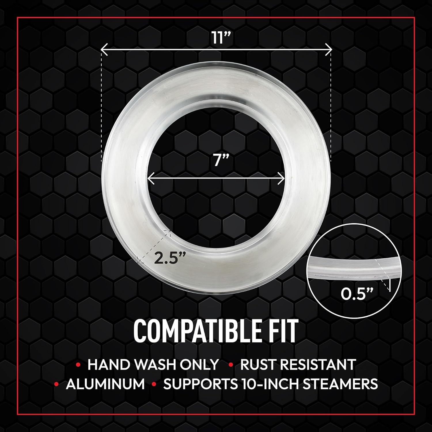 Steaming Ring, 11-Inch, Fits 8-Inch To 11-Inch Steamers, Pot Adapter For Steamed