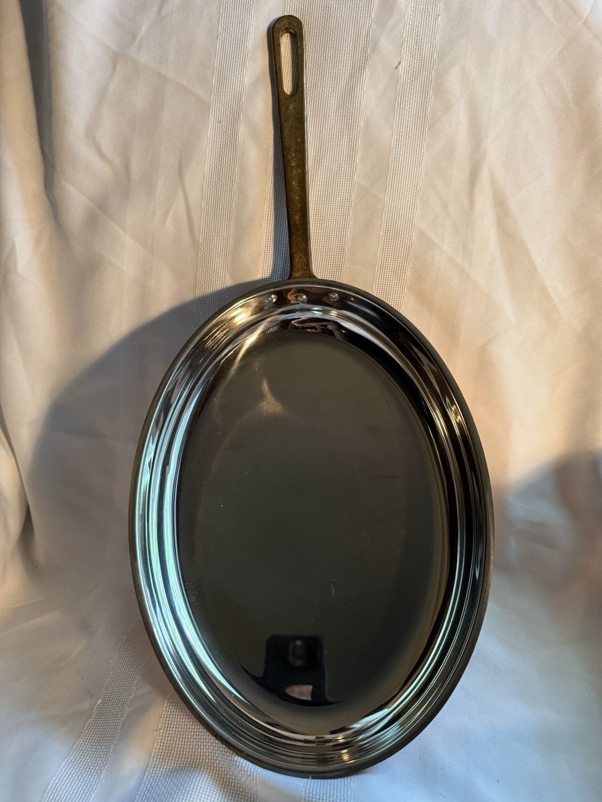 Tagus Elite Copper Oval Sauté Pan Portugal 12″ Copper Brass Handle – Excellent